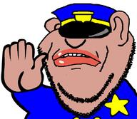 amerimutt arm brown_skin closed_mouth clothes discord_drama ear frown hand police police_hat stubble subvariant:impish_amerimutt utubetrollspolice variant:impish_soyak_ears // 791x686 // 40.9KB