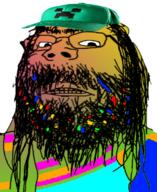angry baseball_cap beard clothes creeper glasses gradient hair hairy hat long_hair minecraft mustache soyjak trend:colorjak unibrow variant:gapejak // 500x611 // 392.5KB