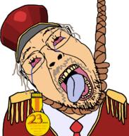 badge bloodshot_eyes clothes crying glasses habbo_hotel hair hanging hat mustache oldfag open_mouth rope soyjak stubble suit tongue tranny variant:bernd video_game white_skin yellow_teeth // 1080x1132 // 226.9KB