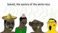 4soyjaks angry argentina bindi bloodshot_eyes brainlet brazil brown_skin china clothes crying ear glasses hair india islam mexico mustache open_mouth pakistan sombrero soyjak stinky subvariant:chudjak_seething text variant:chudjak white_supremacist yellow_skin yellow_teeth // 2642x1485 // 591.0KB