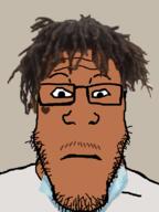 black_skin closed_mouth clothes facemask glasses hair heart mask music mustache nba_youngboy neutral soyjak stubble subvariant:neutralplier tattoo variant:markiplier_soyjak wig // 600x800 // 183.0KB