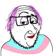 acne balding closed_mouth clothes flag flag:transgender_pride_flag glasses hair lipstick pink_hair smug soyjak stubble tranny variant:smugjak // 540x576 // 16.0KB