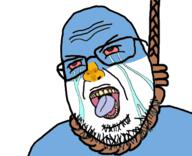argentina bloodshot_eyes crying flag flag:argentina hanging open_mouth rope soyjak stubble tongue variant:shotjak yellow_teeth // 417x339 // 66.5KB