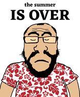 beard closed_eyes closed_mouth clothes glasses its_over soyjak subvariant:science_lover tan text tshirt variant:markiplier_soyjak white_skin // 800x979 // 222.1KB