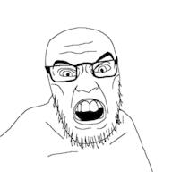 angry glasses open_mouth redraw soyjak stubble variant:feraljak // 720x720 // 66.9KB