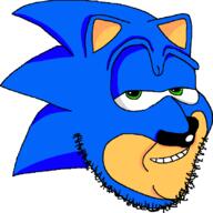 closed_mouth ear eyelids green_eyes grin sega sonic_(series) sonic_the_hedgehog soyjak stubble variant:smugjak video_game // 841x842 // 47.6KB