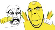 2soyjaks butter closed_mouth concerned corn cornson glasses no_more_brother_wars open_mouth stubble subvariant:doctos variant:cobson variant:feraljak // 1920x1080 // 712.5KB