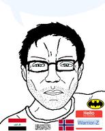 Warrior-Z(user) a10_eyes afghanistan arabic_text aryan batman batman_(series) beard blue_eyes buff closed_mouth eyes_like_the_o-o-cean flag flag:iraq flag:norway flag:taliban hello_my_name_is_(sticker) iraq kratos nordic norway series:keep_raging_on_them shahada smile soyjak speechbubble stubble subvariant:mexiaryan taliban text variant:zjak // 299x373 // 27.1KB