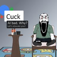 artificial_intelligence bloodshot_eyes chair clothes cuck google green_shirt hair long_face mouth_open nintendo nintendo_switch short sit sitting soy soylent subvariant:science_lover variant:markiplier_soyjak video_game // 1500x1500 // 1.2MB