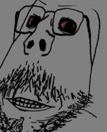 angry bloodshot_eyes distorted glasses mustache soyjak stubble subvariant:scholar variant:gapejak // 555x687 // 164.7KB
