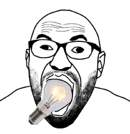 bald ear glasses lightbulb object_in_mouth real_life_object stubble variant:cirrus white_background // 800x820 // 117.4KB