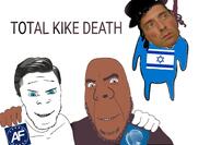 3soyjaks african_american america_first blue_eyes brown_skin closed_mouth clothes deformed full_body glasses hand hanging hat israel judaism kanye_west nazism nick_fuentes no_more_brother_wars open_mouth rope smile soyjak stubble suicide tongue variant:bernd variant:cobson variant:feraljak yellow_teeth // 1843x1279 // 172.8KB
