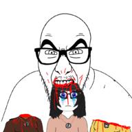 angry blood cannibalism crying eating glasses gore looking_at_you open_mouth soyjak stubble variant:slitherjak variant:soytan // 1024x1024 // 107.0KB