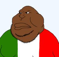 brown_skin closed_mouth countrywar fat flag flag:italy italy obese soyjak stubble variant:meximutt // 888x849 // 18.7KB