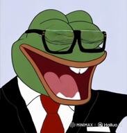 amphibian clothes frog laughing nas:pepe pepe pepe_the_frog subnas:jager suit suit_and_tie