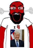 angry balding beard clothes donald_trump glasses hair heart i_love open_mouth red_skin soyjak subvariant:science_lover tshirt variant:markiplier_soyjak // 2111x3072 // 593.4KB