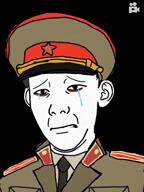1_reppey ai_generated closed_mouth clothes coat collar_tabs collared_coat collared_shirt communism crying ear epaulettes ext=mp4 hammer_and_sickle hat hat_ornament jacket kuz military military_hat military_jacket military_uniform necktie neutral peaked_cap pixverse_ai reppey soviet_army_uniform soviet_union soyjak star_(symbol) star_hat_ornament tear text uniform variant:carterjak variant:kuzjak watermark // 480x640, 5s // 4.8MB