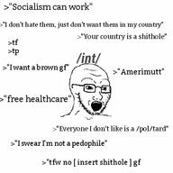 amerimutt glasses greentext int_(4chan) open_mouth pedophile pol_(4chan) socialism soyjak stubble variant:soyak // 458x458 // 84.5KB