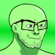glasses green green_skin smug soyjak stubble variant:nujak // 1000x1000 // 513.5KB