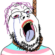 ack bloodshot_eyes crying flag:transgender_pride_flag hanging lipstick noose pink_hair rope rotten_teeth suicide tongue tranny transgender_flag transparent_background troon variant:gapejak white_skin // 800x800 // 57.1KB