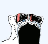 bloodshot_eyes crying deformed distorted glasses open_mouth soyjak stretched_mouth stubble variant:soyak // 728x678 // 28.8KB