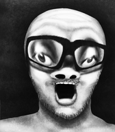 big_head black_background deformed distorted glasses grey_skin large_brain open_mouth shadow stubble variant:a24_slowburn_soyjak // 454x520 // 216.9KB