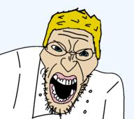 angry blue_eyes chef clothes glasses gordon_ramsay gums soyjak stubble transparent_background variant:angry_soyjak white_skin yellow_hair // 1588x1412 // 66.1KB