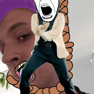 angry animated bloodshot_eyes dance full_body gangnam_style glasses hanging irl irl_background open_mouth purple_hair push_pin rope soyjak sticky stubble suicide tranny variant:cobson // 300x460 // 1.0MB