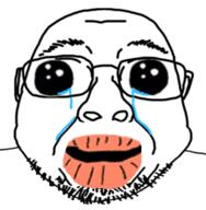 crying distorted glasses lips oh_my_god_she_is_so_attractive open_mouth puppy_eyes soyjak stubble variant:bernd // 255x260 // 50.8KB