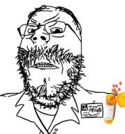 angry bottle doctor dr_soyowad frown glasses hair hairy meds mustache name_tag pill soyjak soyowad stubble tired variant:gapejak // 893x959 // 326.0KB