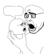 2soyjaks eyebrows forehead_lines glasses holding_object mouth nose open_mouth shocked speech_bubble stubble variant:talkingballsoyjak white_background // 1080x1350 // 27.1KB