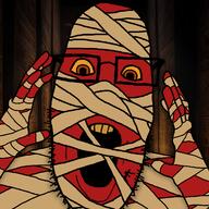 album_cover bandage glasses hand hands_up irl_background mummy music open_mouth soyjak stubble thunderdome variant:ppp // 1488x1488 // 318.1KB