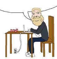 beard blue_eyes can chair closed_mouth full_body laptop mustache nordic_chad sitting smile soyjak speech_bubble speech_bubble_empty table variant:cobson virgin white_skin // 979x1024 // 96.0KB