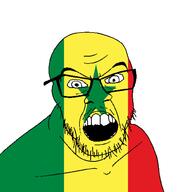 angry country flag glasses jacksepticeye looking_at_you mustache open_mouth senegal soyjak stubble teeth variant:feraljak youtube // 1500x1500 // 25.5KB
