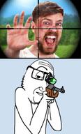 firearm glasses gun hand holding_gun holding_object holding_rifle imminent_death mr_beast rifle shooting sniper sniper_rifle soyjak stubble variant:beastjak variant:smugjak weapon // 1162x1920 // 312.0KB