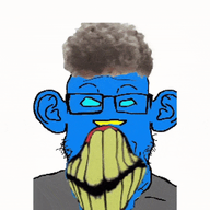 blue_eyes clenched_teeth clothes distorted ear glasses glitch monochrome monster obsession red_background schizo soyjak stubble text twitter variant:markiplier_soyjak vick zoomer_hair // 540x540 // 2.5MB