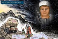 2soyjaks afghanistan baby bump child clothes comic crying darkness desert doom gigachad glasses gun hat horsey military mother mountain open_mouth pixel_art rock screenshot soot soyjak soyjak_party stubble taliban text truck turban variant:cryboy_soyjak variant:soyak vehicle video_game // 1536x1024 // 2.6MB