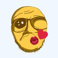 distorted emoticon glasses heart kissing lipstick oh_my_god_she_is_so_attractive series:soymoji shadow soyjak stubble variant:feraljak yellow yellow_skin // 1500x1500 // 235.3KB