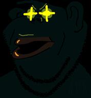 amerimutt angry black_background black_skin ear glowing_eyes green_eyebrows la_luz_extinguida no_teeth open_mouth soyjak stubble subvariant:impish_amerimutt variant:impish_soyak_ears // 582x628 // 26.1KB