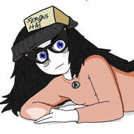 avengers beanie blush brown_shirt clothes cute cute_girl girl glasses hair hat nentendo_switch serious serious_hat soy soylent soylent_(cacao) variant:soytan video_game videogame videogames woman // 512x512 // 57.9KB