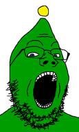 alien blue_eyes chao_(sonic) glasses green_skin open_mouth sega sonic sonic_adventure_2 sonic_the_hedgehog soyjak stubble variant:gapejak video_game // 600x1000 // 20.5KB
