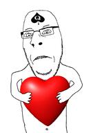 arm bbc biting_lip facial_mark forehead_mark glasses hand heart holding_heart holding_object queen_of_spades soyjak stubble subvariant:nucob variant:cobson // 680x991 // 128.4KB