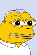 amphibian blue_background clothes collared_shirt frog hair nas:pepe pepe_the_frog the_simpsons yellow_skin // 672x986 // 74.6KB