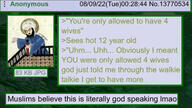 4chan 4cuck angry beard closed_mouth clothes glasses hair islam islamic keffiyeh muhammad muslims mustache sunni variant:chudjak // 1242x700 // 220.2KB