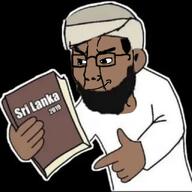 2019 2019_Sri_Lanka_Easter_bombings beard book brown_skin closed_mouth clothes ear glasses hand holding_book holding_obejct islam more soyjak sri_lanka text variant:chudjak // 1024x1024 // 266.5KB