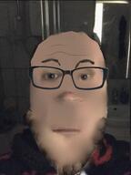 bathroom closed_mouth glasses irl mirror sneedson subvariant:neutralplier variant:markiplier_soyjak // 403x538 // 533.7KB