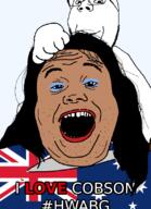 2soyjaks animated australia blood brown_skin closed_mouth crying decapitation flag flag:australia glasses hair holding_knife i_love knife makeup open_mouth soyjak star_(symbol) stubble subvariant:wholesome_soyjak text tranny variant:alicia variant:gapejak // 592x818 // 143.3KB