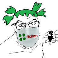 4chan angry anime arm bug facemask glasses green_hair hair hand holding_object soyjak stubble variant:feraljak yotsoyba you_will // 1600x1500 // 361.4KB