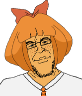 bow closed_mouth clothes epstein eyebrows freckes glasses lips looking_at_you mymy_(ongezellig) necktie nose ongezellig orange_hair orange_skin stubble transparent_background variant:epsteinjak // 616x715 // 18.2KB