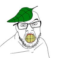 angry clenched_teeth glasses leaf meta:low_resolution mustache soyjak stubble variant:feraljak yellow_teeth // 225x225 // 7.2KB